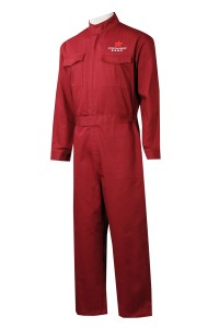 D336  訂購紅色連體工作服   來樣訂造連體工作服   網上下單工作制服  制服專門店 連身工人褲   墻壁工作服